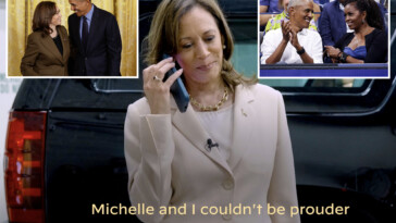 ‘my-girl-kamala’:-harris-holds-speaker-phone-to-ear-as-barack-and-michelle-obama-give-belated-endorsement