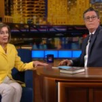 shouting-anti-israel-protesters-crash-nancy-pelosi’s-‘late-show’-interview-with-stephen-colbert-outside-dnc