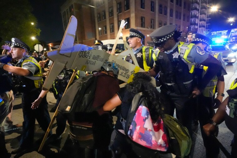 anti-israel-agitators-protest-vp-harris-nomination-near-dnc,-hand-out-flyers-for-global-‘intifada’