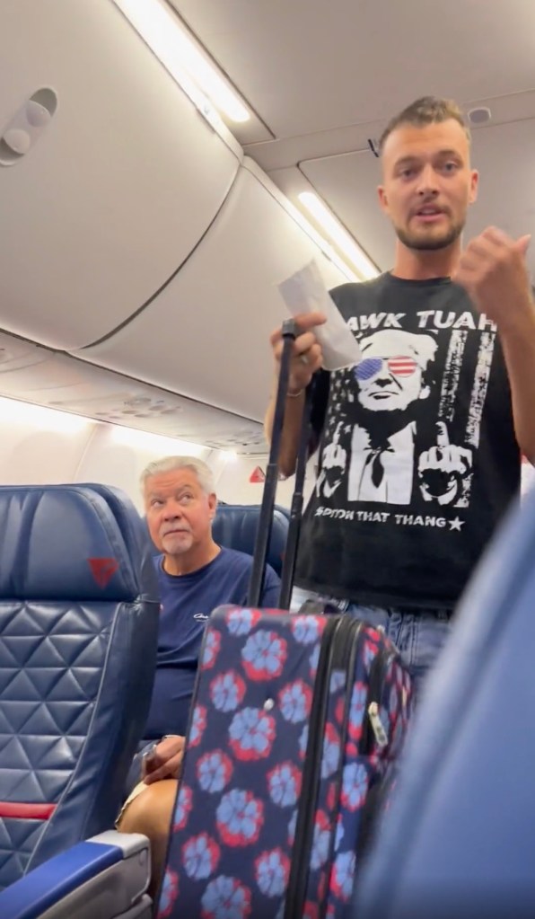 man-kicked-off-delta-flight-for-wearing-donald-trump-tee-with-‘hawk-tuah’-girl-meme-reference