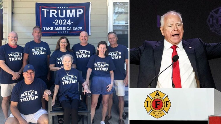 tim-walz-family-members-pose-in-t-shirts-declaring-their-presidential-preference:-‘walz’s-for-trump’