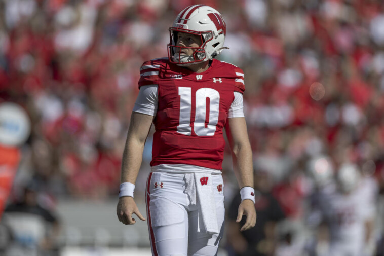 wisconsin-qb-tyler-van-dyke-carted-to-locker-room-after-suffering-right-knee-injury-vs.-alabama