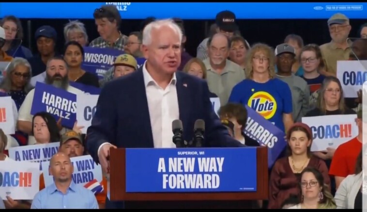 tim-walz-delivers-bizarre-speech-in-wisconsin,-tells-his-supporters-to-have-‘hard-conversations’-with-strangers-in-the-grocery-store-to-convince-them-to-vote-for-him-(video)