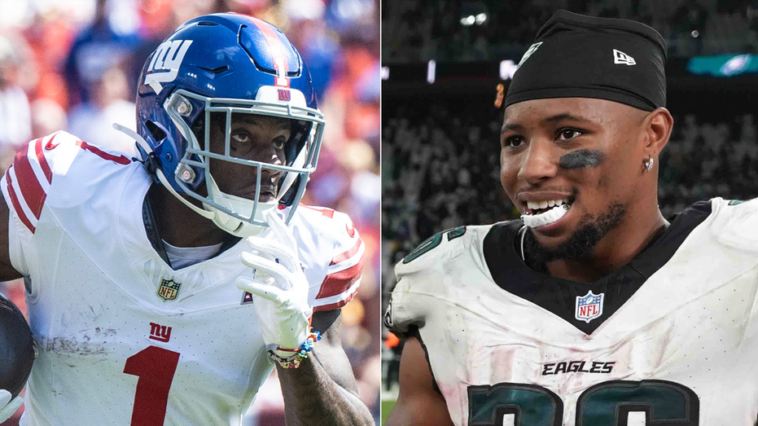 eagles’-saquon-barkley-shouts-out-malik-nabers-to-the-ire-of-giants-fans:-‘stay-on-your-side’