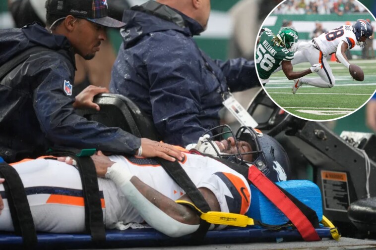 broncos-running-back-tyler-badie-collapses-on-sideline,-carted-off-with-injury-in-scary-scene