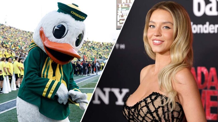 sydney-sweeney-responds-to-oregon-mascot’s-flirty-‘college-gameday’-sign