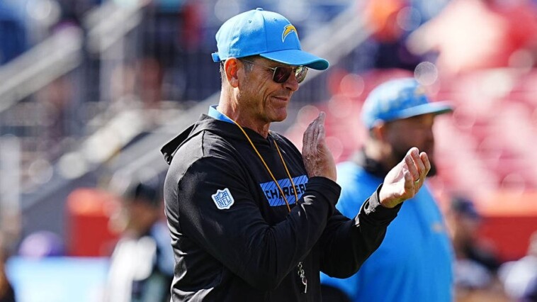 chargers’-jim-harbaugh-abruptly-leaves-game-with-mystery-illness,-returns-minutes-later