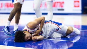 76ers’-jared-mccain-taken-to-hospital-after-nasty-fall-in-scary-preseason-scene