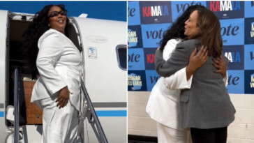 climate-doomer-lizzo-rants-before-boarding-private-jet-to-kamala-harris-rally:-‘you-hoes-couldn’t-even-spell-democracy’