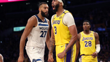 nba-opening-night:-anthony-davis-leads-lakers-past-timberwolves-on-big-night-for-lebron,-bronny-james;-celtics-roll-past-knicks