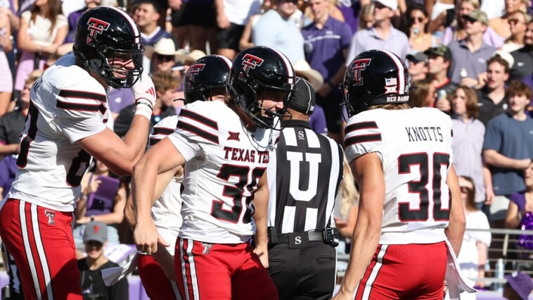 texas-tech-kicker-flashes-maga-shirt-after-scoring-touchdown-on-trick-play