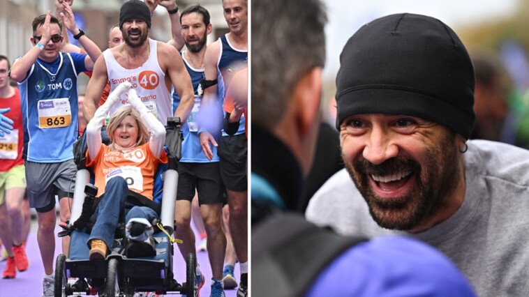 colin-farrell-completes-dublin-marathon-while-pushing-friend-in-a-wheelchair,-raises-over-$700,000-for-charity