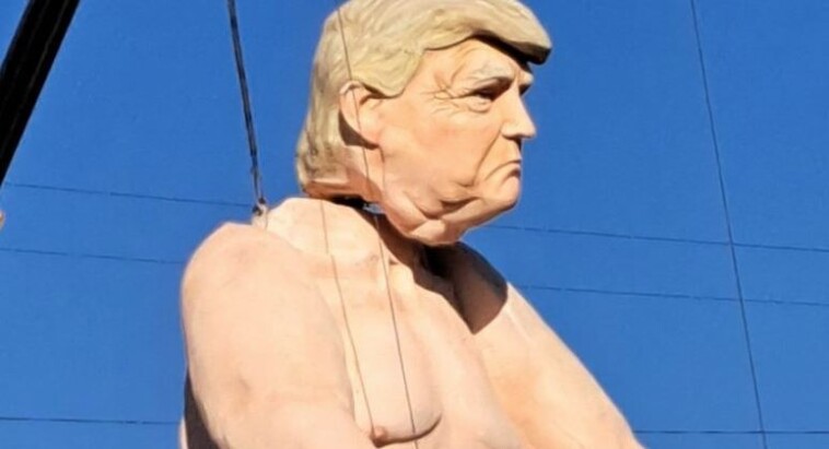 more-disgusting-antics-from-the-vile-left:-giant-statute-of-naked-president-trump-moved-to-wisconsin