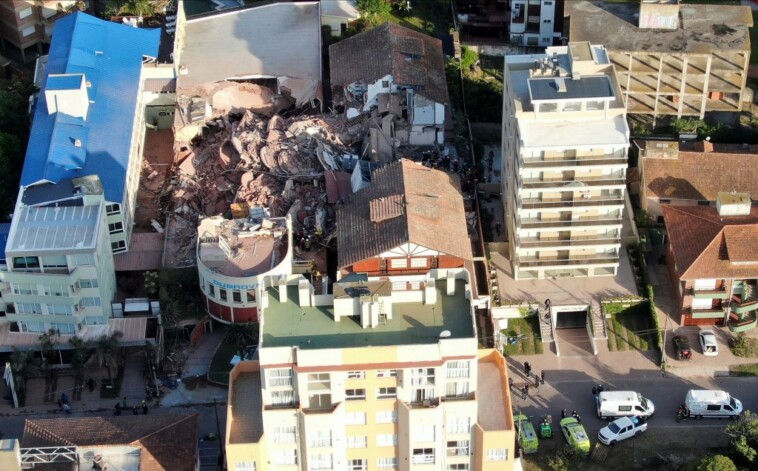 10-story-hotel-collapses-in-argentina,-firefighters-search-for-survivors-trapped-under-rubble