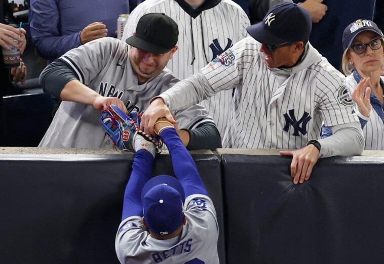 john-sterling,-suzyn-waldman-can’t-believe-yankees-fans-interfered-with-mookie-betts-on-foul-ball-—-‘never-seen-that-before’