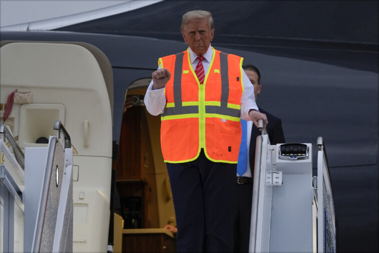 trump-rides-in-‘big,-beautiful’-maga-garbage-truck after-biden-attack-on-his-supporters