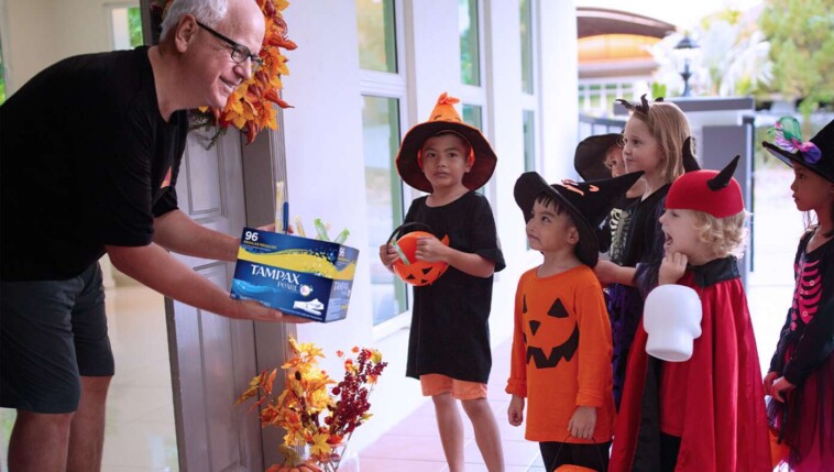 kids-at-tim-walz’s-door-disappointed-as-he-fills-candy-bags-with-tampons