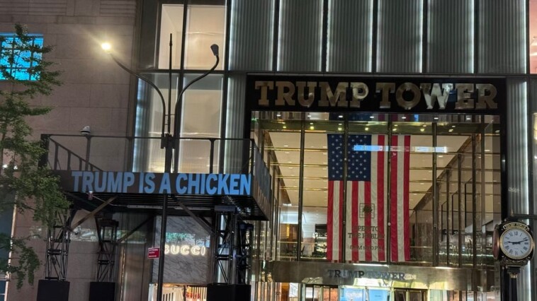 democrats-project-images-on-trump-tower-in-new-york-city-ahead-of-vp-debate