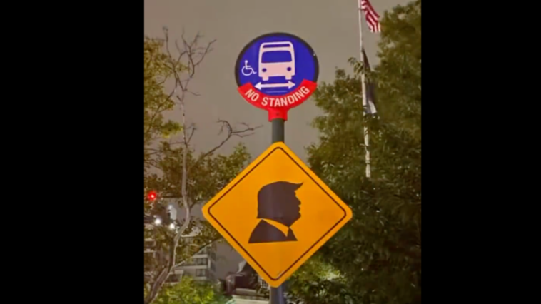 brilliant:-‘traffic-signs’-with-donald-trump’s-silhouette-mysteriously-pop-up-in-nyc