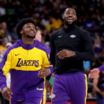 lebron-james,-bronny-share-court-for-the-first-time-in-lakers-preseason-game