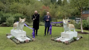 town-slammed-for-spending-$46,000-on-corgi-statues-for-queen-elizabeth-ii-tribute