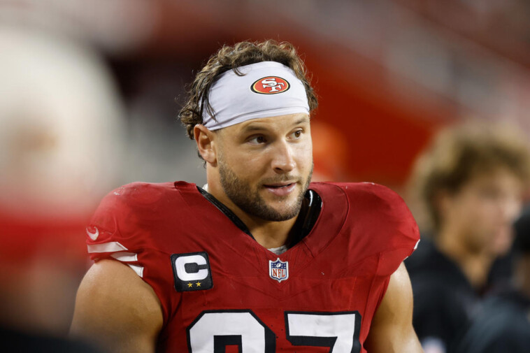 nfl-reportedly-investigating-nick-bosa-$11,255-after-49ers-de-crashies-postgame-interview-with-maga-hat