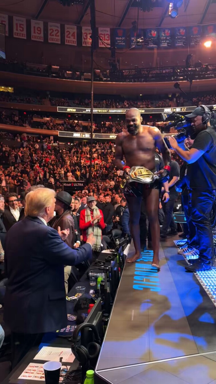 ufc-champ-jon-jones-gives-trump-his-heavyweight-belt,-thanks-him-in-victory-speech-at-ufc-309