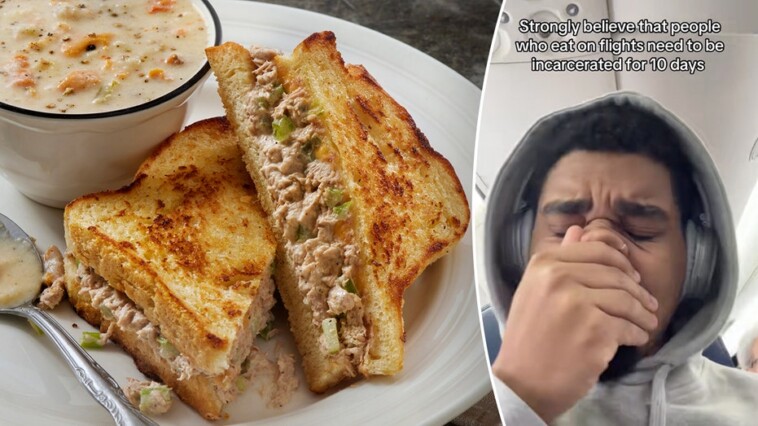 tuna-melt-‘stinking-up’-plane-prompts-fellow-passenger’s-viral-video