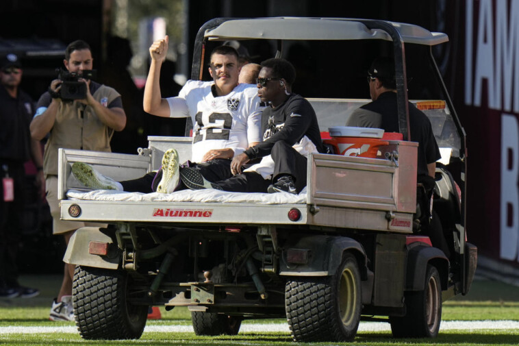 aidan-o’connell-diagnosed-with-bone-bruise-after-being-carted-off-in-raiders’-week-14-loss-to-buccaneers