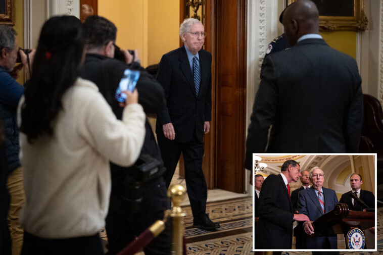 mitch-mcconnell,-82,-on-the-mend-after-cutting-his-face,-spraining-wrist-in-fall-on-capitol-hill