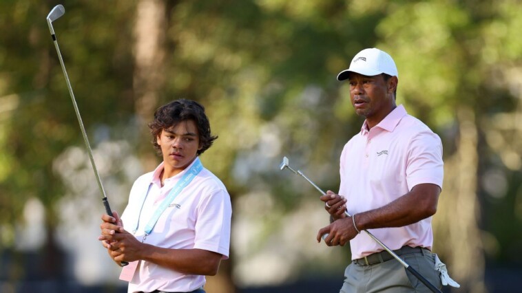 tiger-woods-and-son-charlie-teeing-off-at-pnc-championship