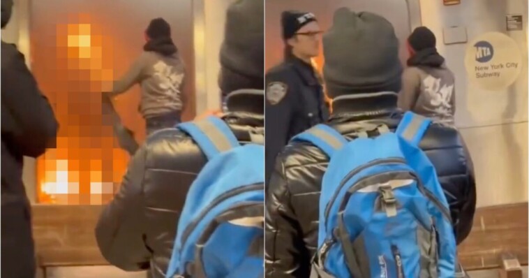 graphic:-new-footage-shows-illegal-alien-fanning-flames-as-woman-burned-alive-on-subway-—-nypd-officer-walks-past-without-intervening