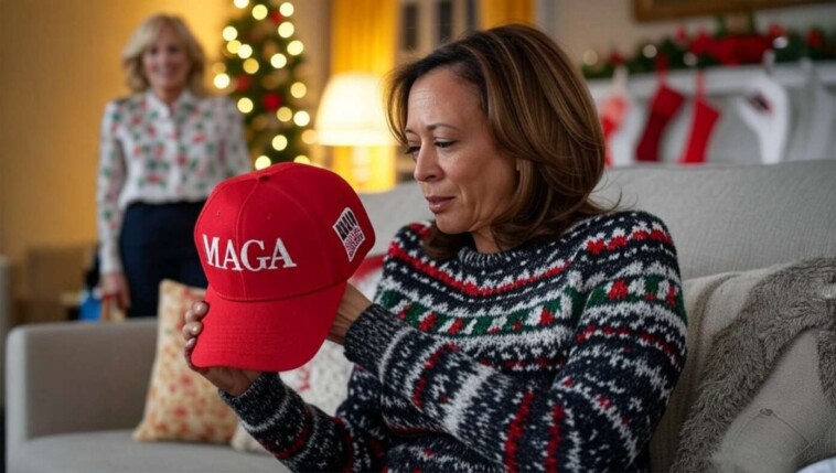 ‘ok,-who-got-me-the-maga-hat?’-asks-kamala-harris-as-jill-biden-stifles-laughter