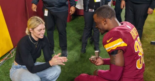 video:-commanders’-jeremy-reaves-proposes-to-girlfriend-on-field-after-playoff-clinching-win