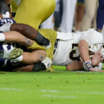 college-football-playoff:-notre-dame-qb-riley-leonard-leaves-orange-bowl-in-second-quarter