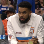 karl-anthony-towns-changes-into-knicks-gear-after-getting-roasted-for-wearing-eagles-sweater