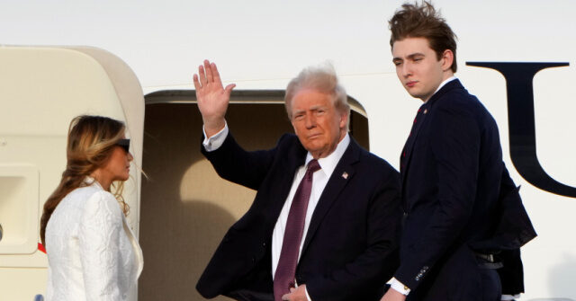 donald,-melania,-barron-trump-board-plane-for-dc.-ahead-of-inauguration