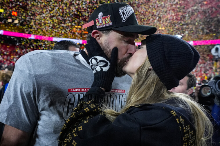 travis-kelce-celebrates-chiefs’-super-bowl-2025-berth-with-taylor-swift-kiss