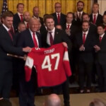 watch:-stanley-cup-winning-florida-panthers-welcomed-to-white-house-–-president-trump-gifted-with-“45-47”-jersey-and-hockey-stick