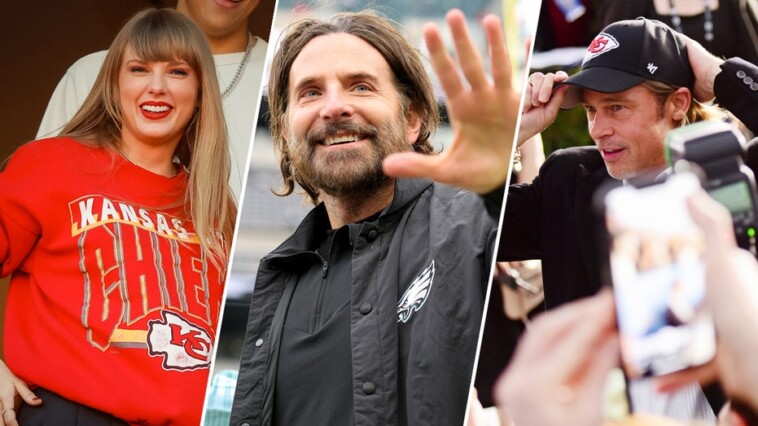 super-bowl-2025:-taylor-swift,-bradley-cooper,-brad-pitt-swear-allegiance-to-chiefs-or-eagles