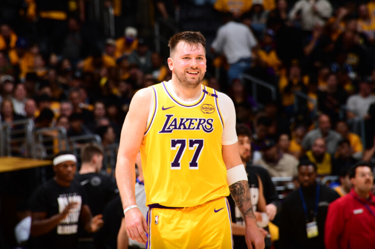 luka-doncic-scores-14-points,-gets-multiple-standing-ovations-in-debut-as-lakers-rout-jazz