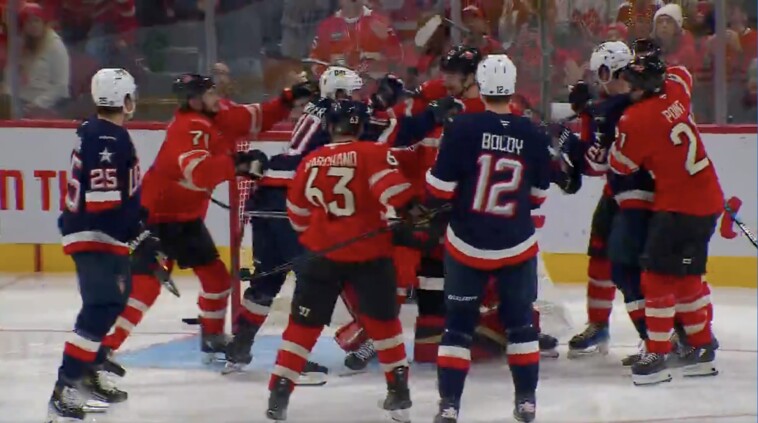 patriotic-payback:-american-hockey-team-crushes-canada-in-brawl-filled-game-after-fans-disrespect-us.-anthem-with-trudeau-in-attendance