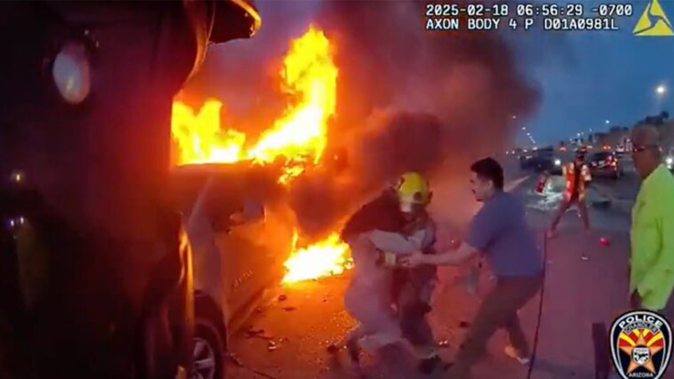 watch:-police-officer,-off-duty-firefighter-save-woman-from-burning-vehicle:-‘right-place,-right-time’