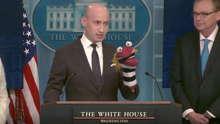 stephen-miller-uses-sock-puppets-to-explain-constitution-to-white-house-press-corps