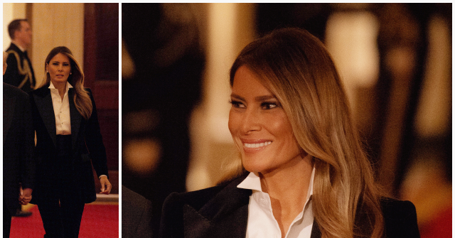 fashion-notes:-melania-trump-is-all-class-in-dolce-&-gabbana-tuxedo-for-dinner-in-the-east-room