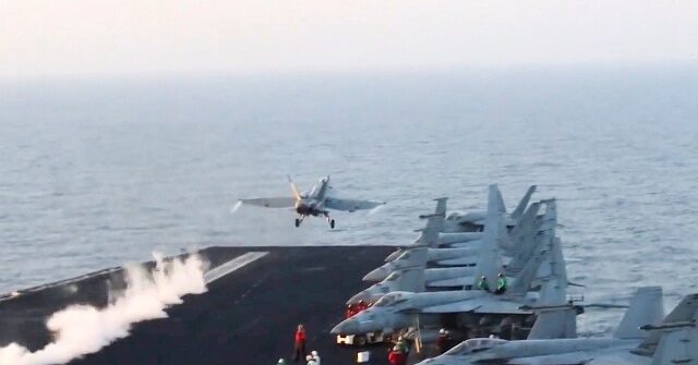 f/a-18-hornet-fighter-jet-falls-off-uss-harry-s.-truman,-lost-at-sea