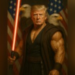 white-house-celebrates-‘star-wars-day’-with-ai-image-of-muscular-trump-wielding-a-lightsaber