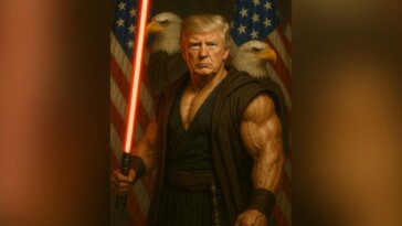 white-house-celebrates-‘star-wars-day’-with-ai-image-of-muscular-trump-wielding-a-lightsaber