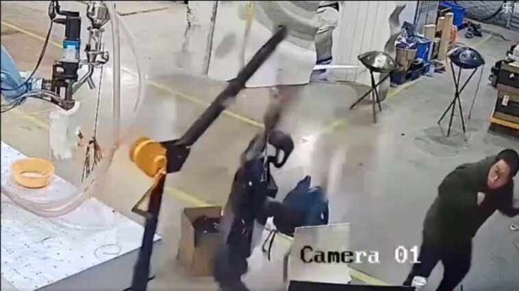 humanoid-robot-malfunctions,-sparks-viral-panic