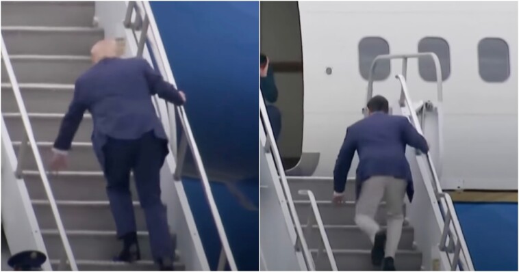 watch:-president-trump-and-sen.-marco-rubio-briefly-stumble-while-boarding-air-force-one